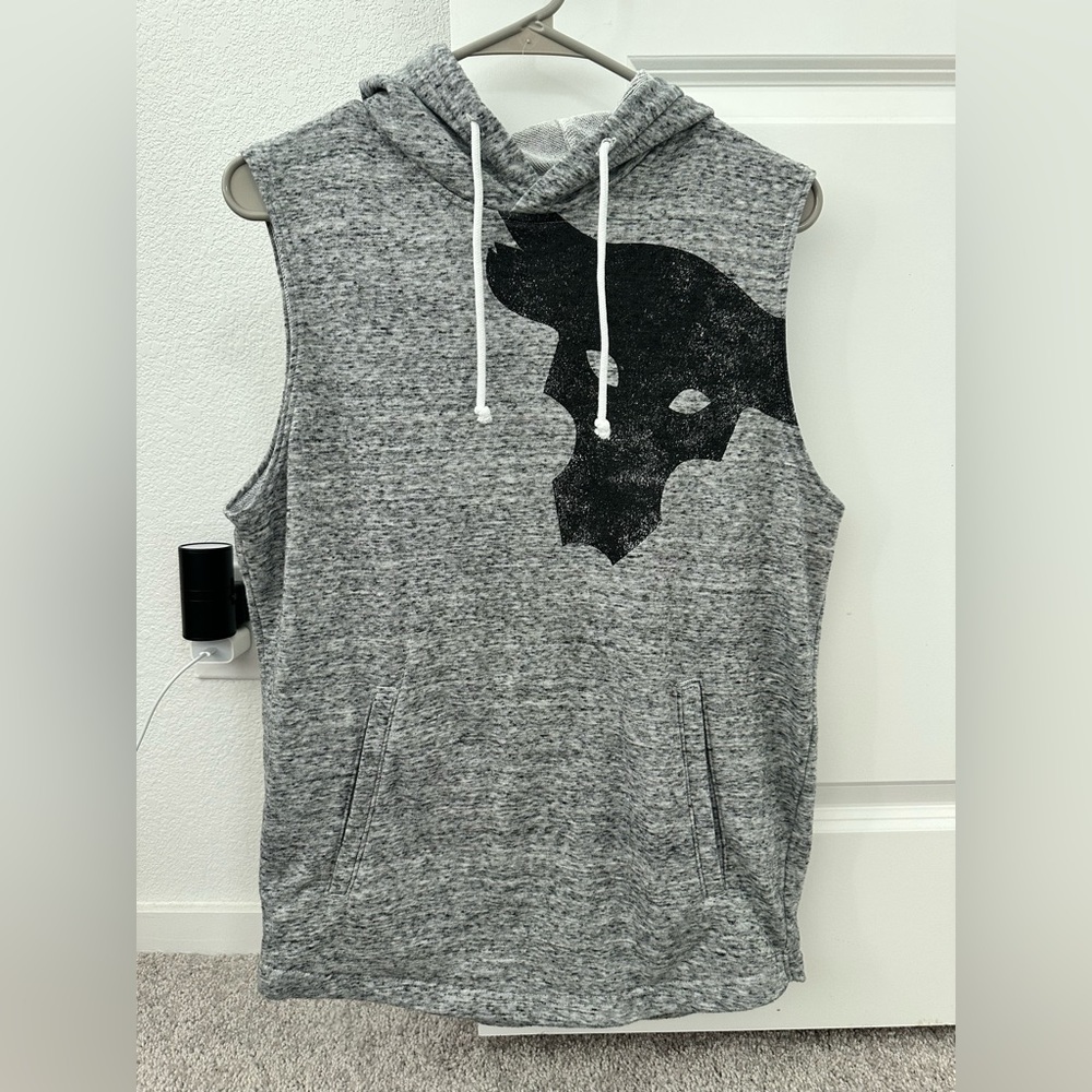 Under Armour Gray Sleeveless Hoodie with Black Design